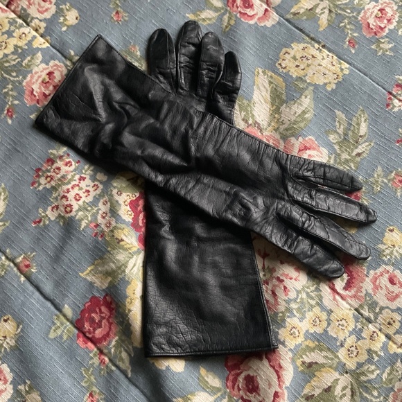 Vintage 1950s Black Leather Gloves Made by Regency for Alexander’s Brand.7 1/2 - Picture 3 of 8